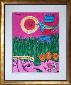 Corneille - Litho met Aquarel, Unicum verkocht voor € 1495!