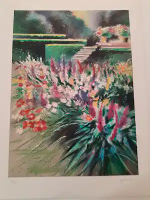Rolf RAFFLEWSKI - Litho, , getiteld 'Giverny - Parterre de fleurs chez Monet'. verkauft für € 40!