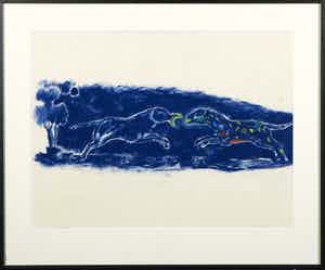 Henk van Woerden - Pasteltekening, Het hoefijzer - Ingelijst verkocht voor € 80!