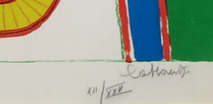 Jan Cobbaert - Litho, Compositie met rode vogel - Ingelijst kopen? Bied vanaf 200!