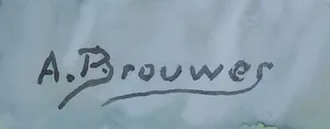 A. Brouwer - Aquarel, Bloemtak - Ingelijst kopen? Bied vanaf 1!