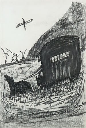 Anke Sinninghe-ter Gast - Houtskool, Landschap - Ingelijst kopen? Bied vanaf 1!