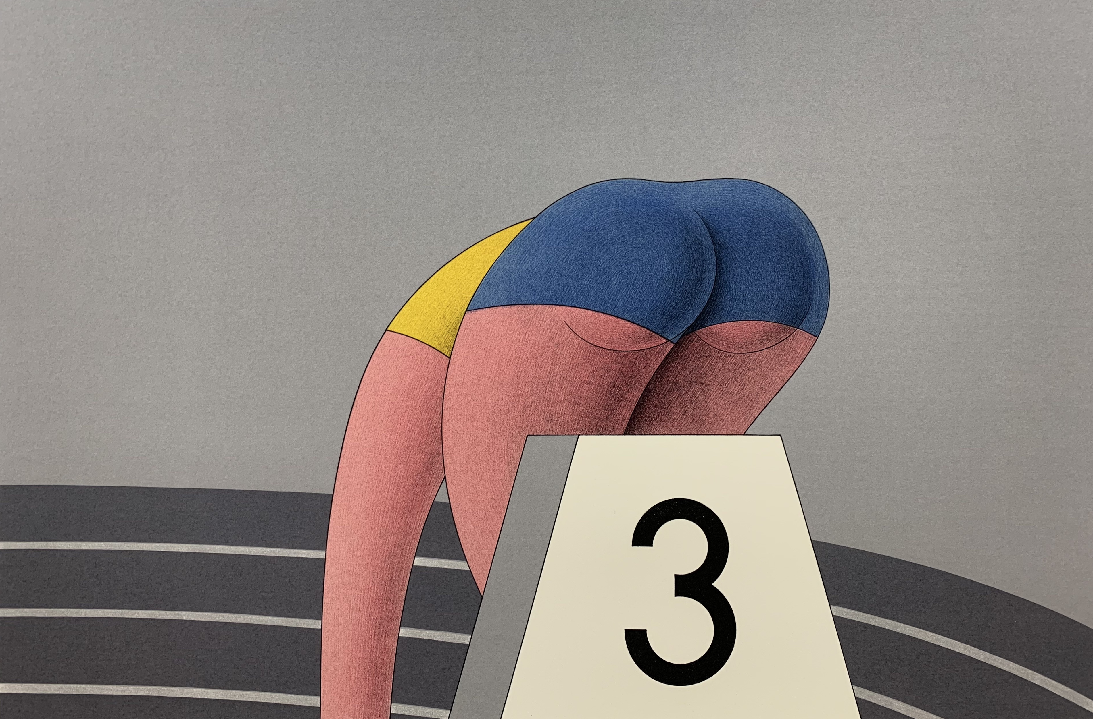 Marinus Fuit - kleurenzeefdruk - 'Atlete in startblok' - 1995 verkocht voor € 79!