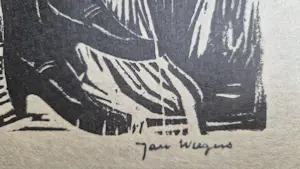 Jan Wiegers - Café Duval - houtsnede op japans papier kopen? Bied vanaf 135!