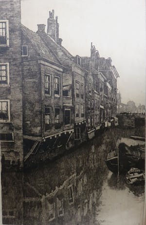 Jan Sirks - Rotterdams stadsgezicht met gracht kopen? Bied vanaf 50!