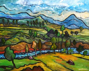 John van der Sterren - Landscape near Ngadirejo, olieverf op doek (groot) kopen? Bied vanaf 1650!