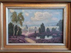 Willy Becker-Kassel - Birken am Teich / Heidelandschaft, signiert & gerahmt kaufen? Bieten Sie von 120!