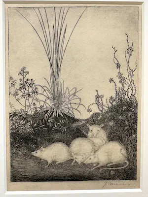 Jan Mankes - Heliogravure " Vier muizen " kopen? Bied vanaf 110!