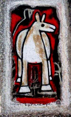 Hans Innemee - ingelijste zeefdruk: To spit or not to spit - 2000 verkocht voor € 155!