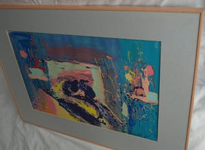 Emeke Buitelaar - Litho of monoprint? , Abstracte voorstelling – gesigneerd & ingelijst – 1988 kopen? Bied vanaf 40!