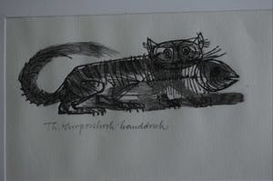 Theo Kurpershoek - litho - Kat met Vis. kopen? Bied vanaf 50!