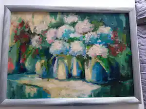 Buy Bram Vegt - Olieverf op doek, vaas met bloemen uit 1996? Bid from 70!