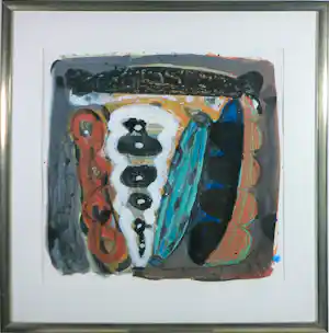 Piet Warffemius - Acryl op papier, Zonder titel - Ingelijst verkauft für € 90!