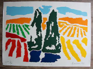 Jan Cremer - grote houtsnede: landschap - 1999 kopen? Bied vanaf 350!