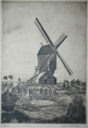 Willem van Dam - 2 standerdmolens - Terschuur & 1 andere kopen? Bied vanaf 20!