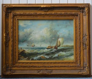 Niet of onleesbaar gesigneerd - Zeegezicht met zeilschepen op zee kopen? Bied vanaf 1!