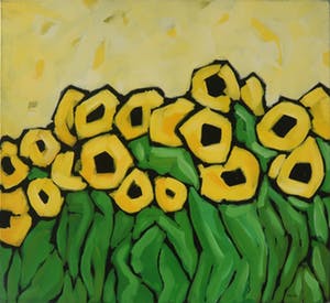 Jocke Overwater - Acryl op doek, Zonnebloem (Zeer groot) kopen? Bied vanaf 200!