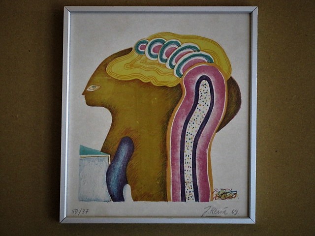 Jorg Reme - vroeg (1969) gesigneerd Litho van zijn "KunstFiguur"  kopen? Bied vanaf 1!