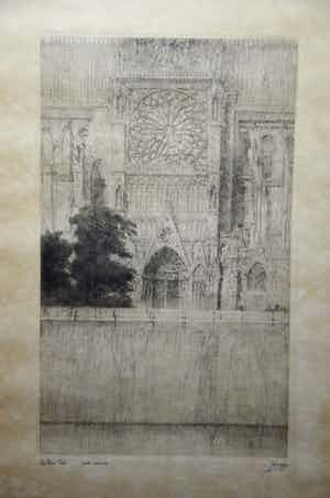 Jules De Bruycker - "Notre Dame Paris - façade méridionale" 1926 verkocht voor € 350!