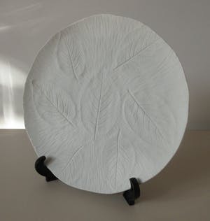 Niet of onleesbaar gesigneerd - Biscuit Porseleinen sierbord met relief afbeelding bladeren - Tirschenreuth kopen? Bied vanaf 1!