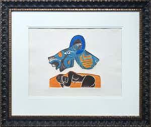 Corneille - Aquagravure: 'Les oiseaux amoureux et l’Africaine' - Nieuw ingelijst (Groot) verkocht voor € 690!