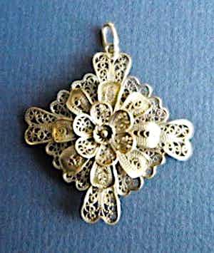 Filigrain zilveren hanger - Fijn bewerkt - Bloemmotief - PRIJS VERLAAGD verkocht voor € 39!