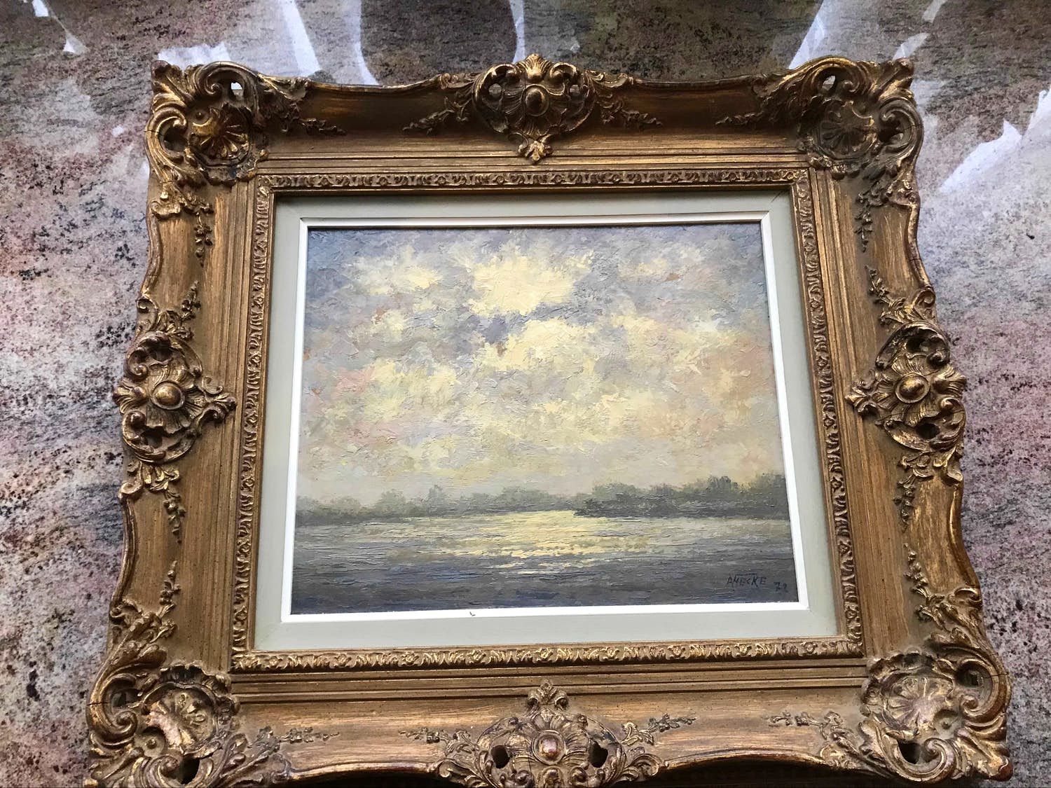 Albert Van Hecke - schilderij getiteld : Lichtspel op de Schelde verkocht voor € 100!