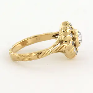 14k geel gouden entourage ring bezet met roos geslepen diamant tot. 0.40ct kopen? Bied vanaf 410!