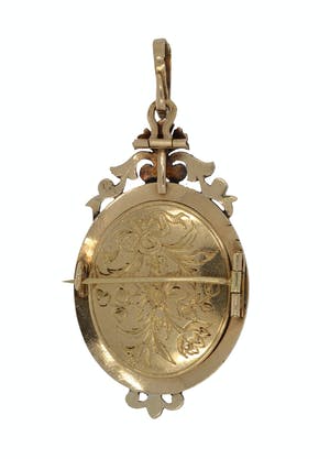 Antieke 14k gouden en zilveren hanger met emaille portret kopen? Bied vanaf 569!