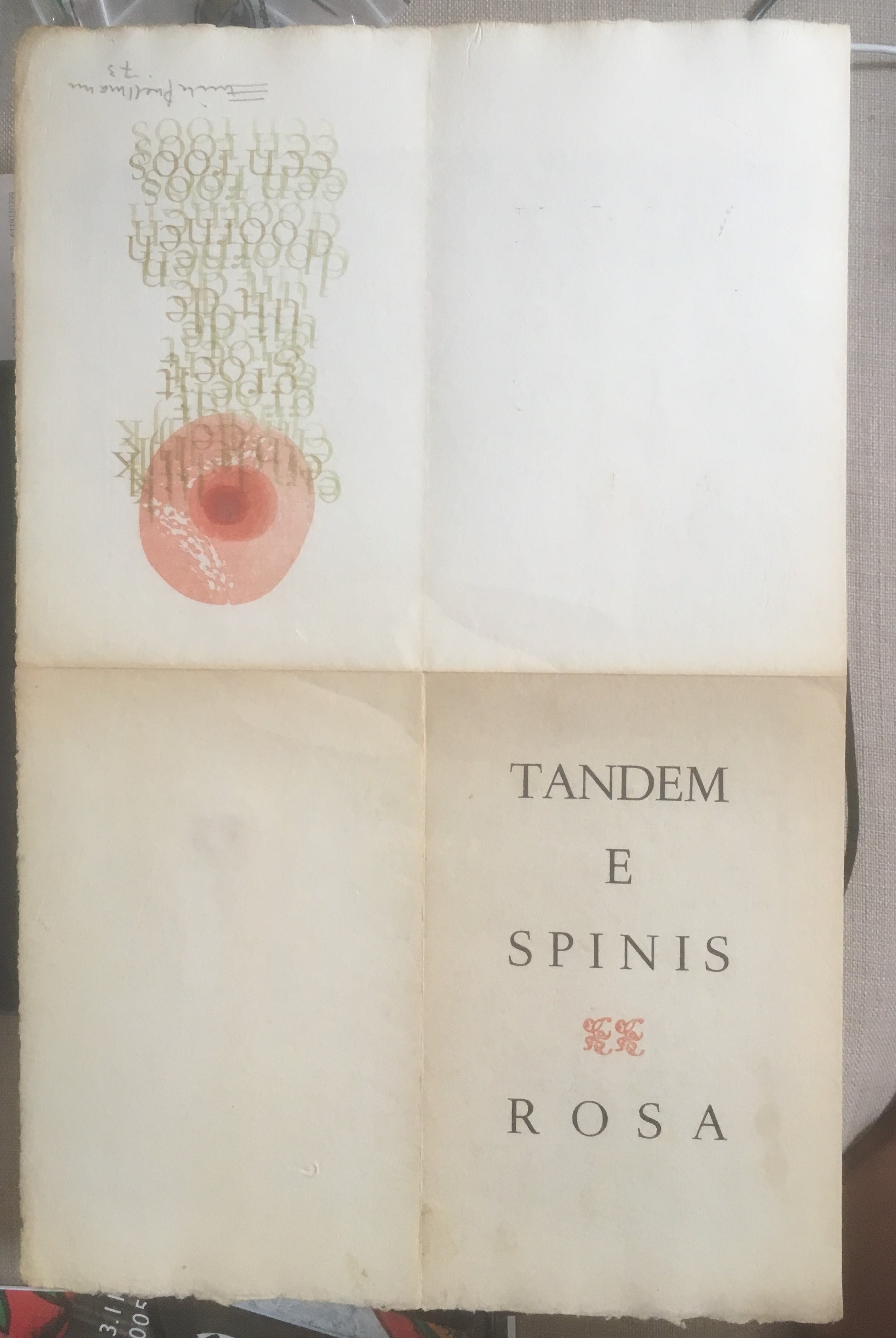 Emile Puettmann - Typografische Lithografie - TANDEM E SPINIS ROSA - 1973 kopen? Bied vanaf 1!