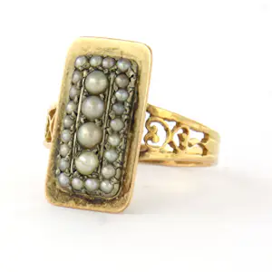 18k gouden ring bezet met parels - ringmaat 17 (53) kopen? Bied vanaf 400!