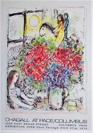 Marc Chagall - Kleurenzeefdruk. Affiche: LA CHEVAUCEE uit 1974 kopen? Bied vanaf 65!