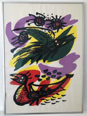 Anton Rooskens - Zeefdruk met vogels verkocht voor € 50!