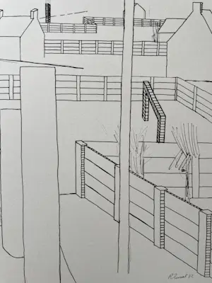 Roger Raveel - 'Grafisch panorama met doel' 1952 kopen? Bied vanaf 70!