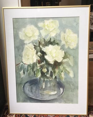 Jopie Limburg - C4461-A16 - Stilleven met witte rozen kopen? Bied vanaf 75!