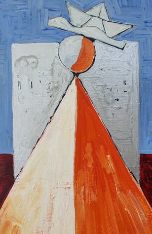 Andre Groothuizen - Schilderij: 'Bootje' (1990) - Zeer groot kopen? Bied vanaf 135!