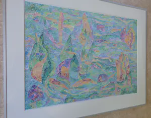 Elska 't Hoen - TROPISCH AQUARIUM / ORIGINEEL WERK / 68x87cm / KADER kopen? Bied vanaf 35!