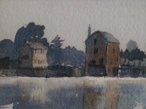 Michiel Kranendonk - Ruudt Wackers Academie - Sfeervolle AQUAREL "Sluis bij Mayenne" kopen? Bied vanaf 1!