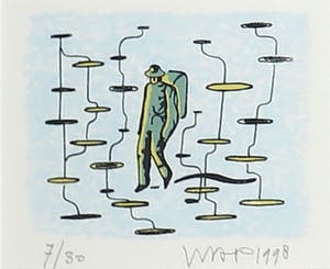 Hans Wap - Zeefdruk, Zonder titel - Ingelijst kopen? Bied vanaf 20!