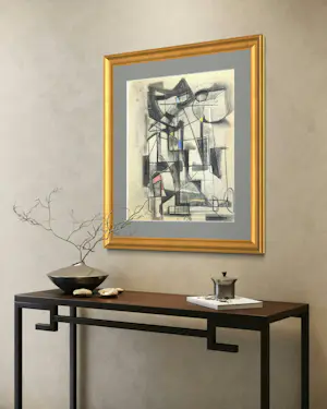 Silvin Bronkart - Prächtige und großformatige abstrakte Komposition aus dem Jahr 1953 kopen? Bied vanaf 800!