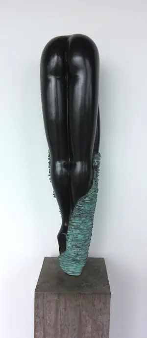 Angelo Moyano - Groot bronzen beeld op houten sokkel, Chic kopen? Bied vanaf 2500!