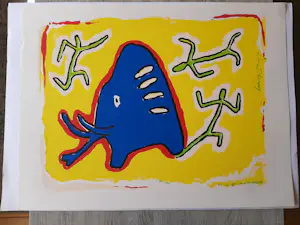 Hetty van der Linden - Zeefdruk, Olifant kopen? Bied vanaf 35!