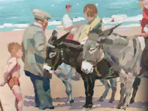 Buy Frits Verdonk - strandgezicht kinderen met ezeltjes? Bid from 1000!