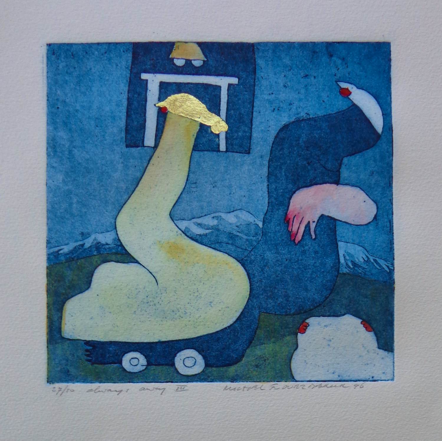 Michel van Overbeeke - ALWAYS AWAY III / KLEURETS + GOUDDRUK / 65x50cm / SIG / 1996 kopen? Bied vanaf 35!