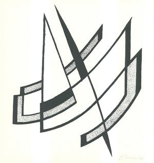 Italo Primi - Handgesigneerde lithografie: Geometrische compositie kopen? Bied vanaf 18!