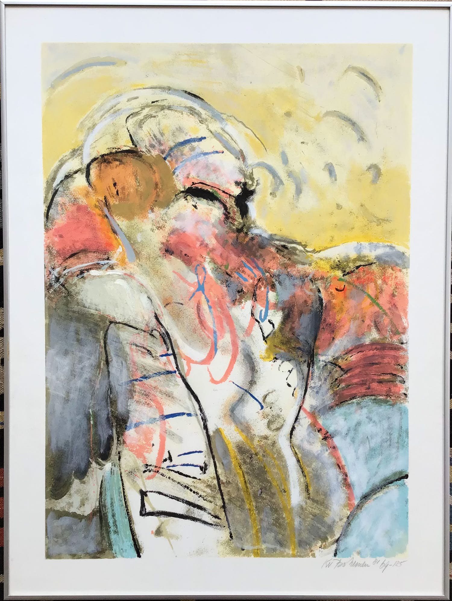 Kees van Bohemen - Zeldzame Litho, Omhelzing, gesigneerd en ingelijst verkocht voor € 75!