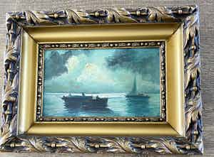 Niet of onleesbaar gesigneerd - Europese school - 19de eeuw - zee en vissers verkocht voor € 1!