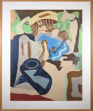Vincent van Ojen - Houtsnede, Abstract landschap - Ingelijst (Zeer Groot) kopen? Bied vanaf 50!
