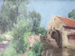 Gerard Altmann - Watermolen in zomers landschap. kopen? Bied vanaf 150!