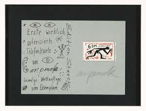 A.R. Penck - Gesigneerde zeefdruk met (ongeopende) telefoonkaart verkocht voor € 1!
